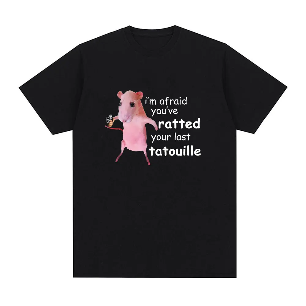 

I'm Afraid You've Ratted Your Last Tatouille Graphic T-shirt Funny Pink Rat Print T Shirts Man Woman Fashion Short Sleeve Tops