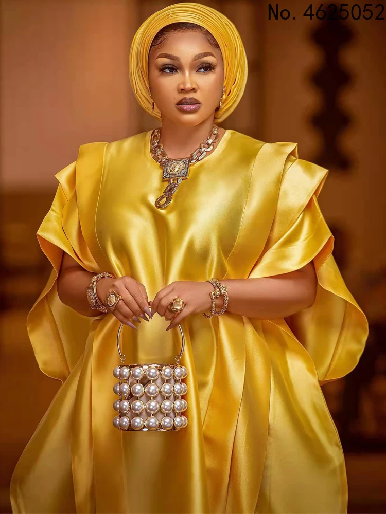 

2022 African Dresses for Women Summer Fashion African Women V-neck Polyester Long Robes African Clothes No Headtie