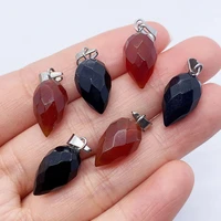 natural stone red agate necklace charms faceted pendulum gem 10x20mm pendants jewelry diy earrings bracelet charms blace agate