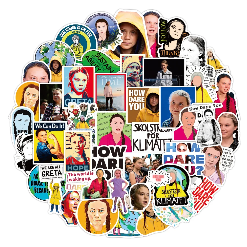 

Наклейки Greta Thunberg How осмеливайтесь, наклейки для ноутбука, мотоцикла, гитары, телефона, ноутбука, «сделай сам», водонепроницаемые наклейки, и...
