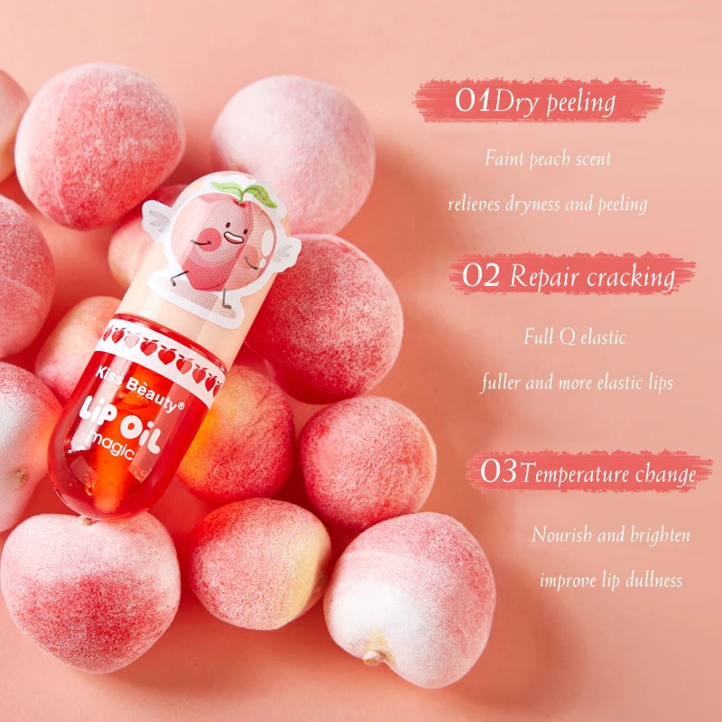 

Peach Moisturizing Lip Gloss Peach Waterproof Glossy Long Lasting Not Sticky Natural Lip Tint Daily Makeup Lip Oil Primer