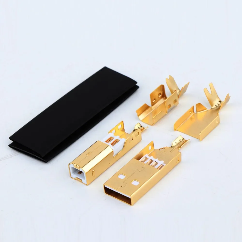 Золотыесеребряныерозовые разъемы USB 2.0 — набор для пайки типа A и B для кабелей «сделай сам» с термоусадочной ванной (art.: 3920cb76d62c8) - 3920cb76d62c8
