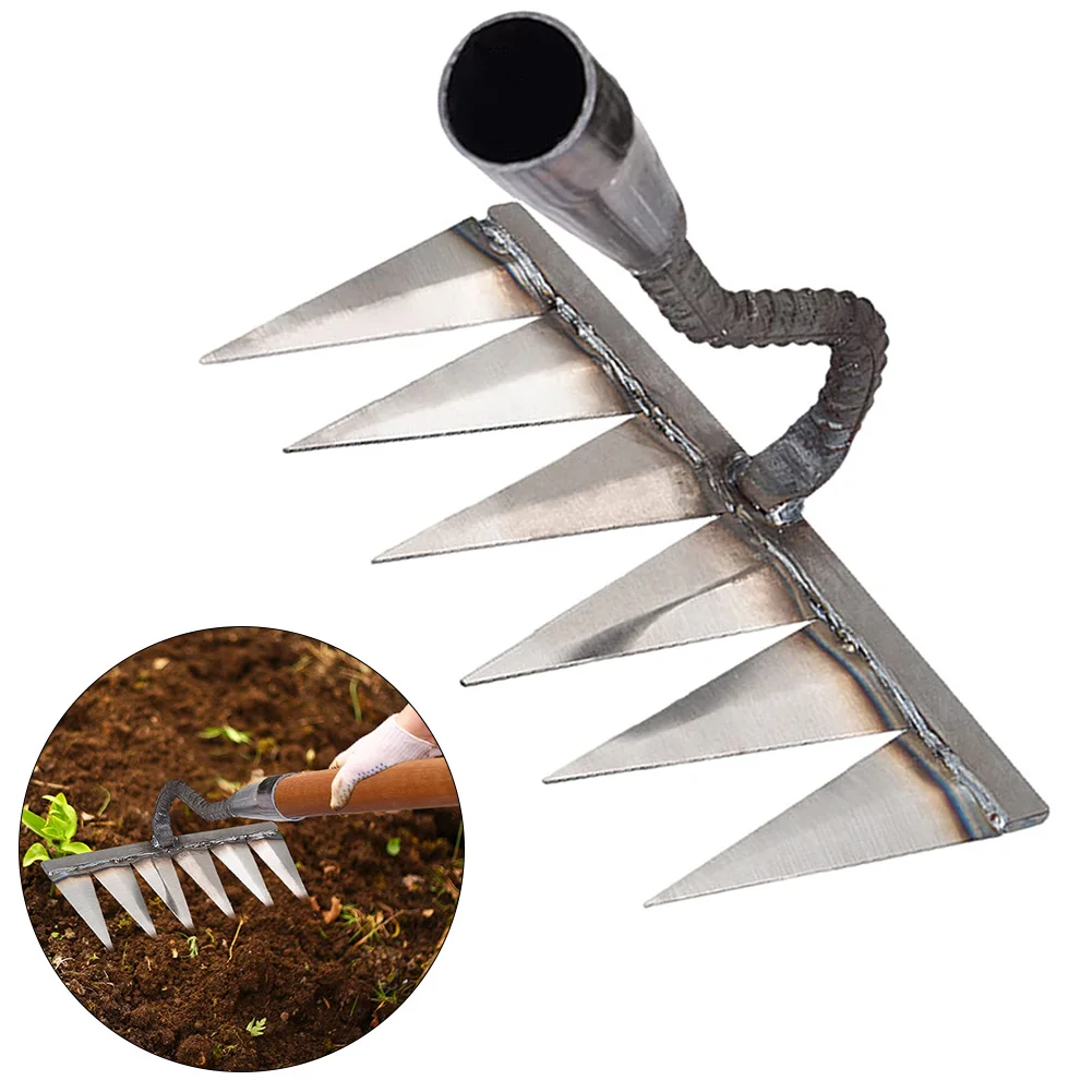 

6 Teeth Multifunctional Weeding Hoe Rake Harrow Gardening Lawn Rake Grasping Raking Loosening Soil Garden Agricultural Farm