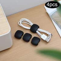 4pcs cable winder simple round earphones clip usb charger cable holder desk tidy organizer for desktop pc wire cord arrange tool