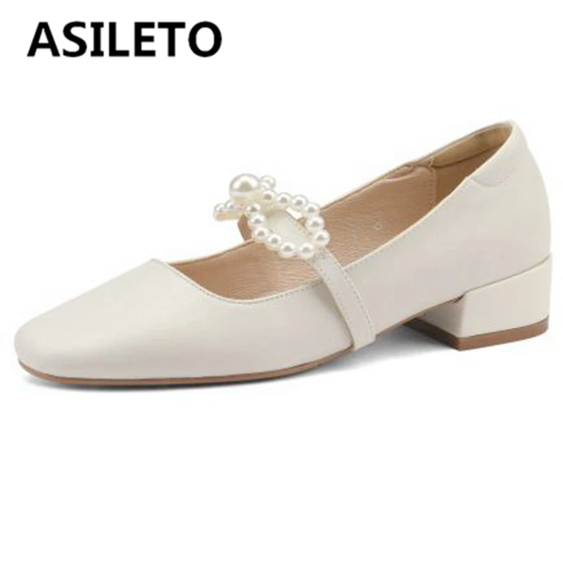 

ASILETO однотонные красные бежевые элегантные весенние модные женские туфли-лодочки с квадратным носком на низком каблуке из коровьего спилка...