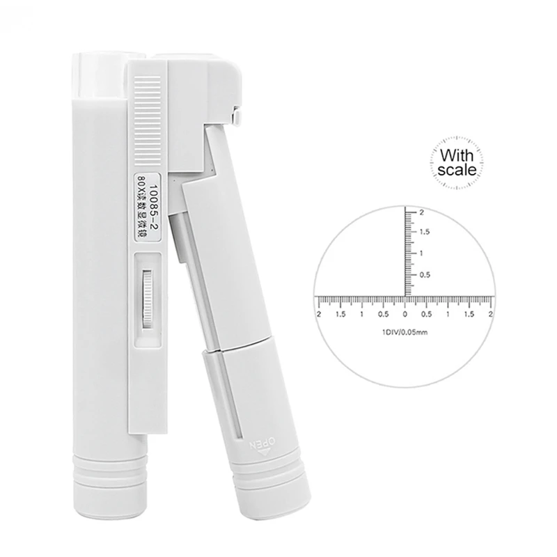 Карманный микроскоп для чтения 80X 100X белая фотошкала складная увеличительная