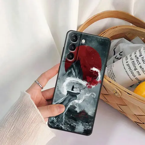 Чехол для телефона в японском стиле Ukiyo-e для Samsung Galaxy S25 S24 Ultra S23 Plus S20 S21 FE S22 S24FE 5G, черный мягкий чехол
