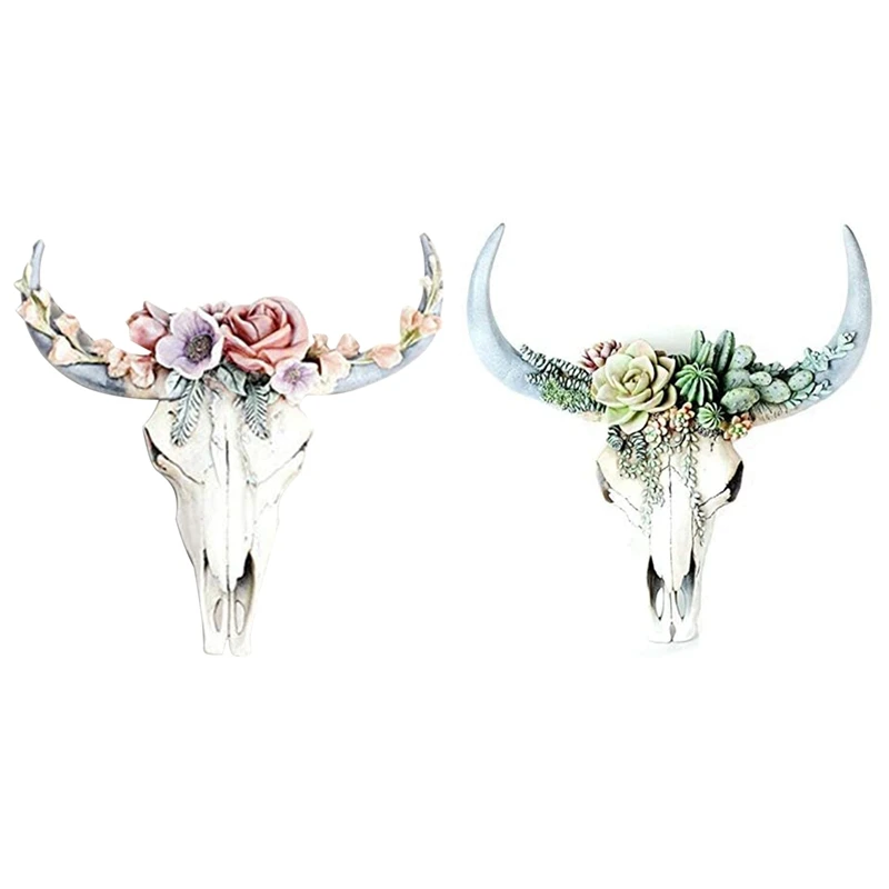 

Искусственный череп быка, суккулент/цветок, корова, Череп, украшение на стену из смолы для украшения дома