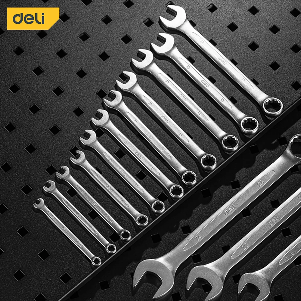 

Deli 6-24mm 14Pcs Combination Ratchet Wrench Set Double End Spanner Key Wrench Kits for Automobile Motorcycle Parts Repair Tools