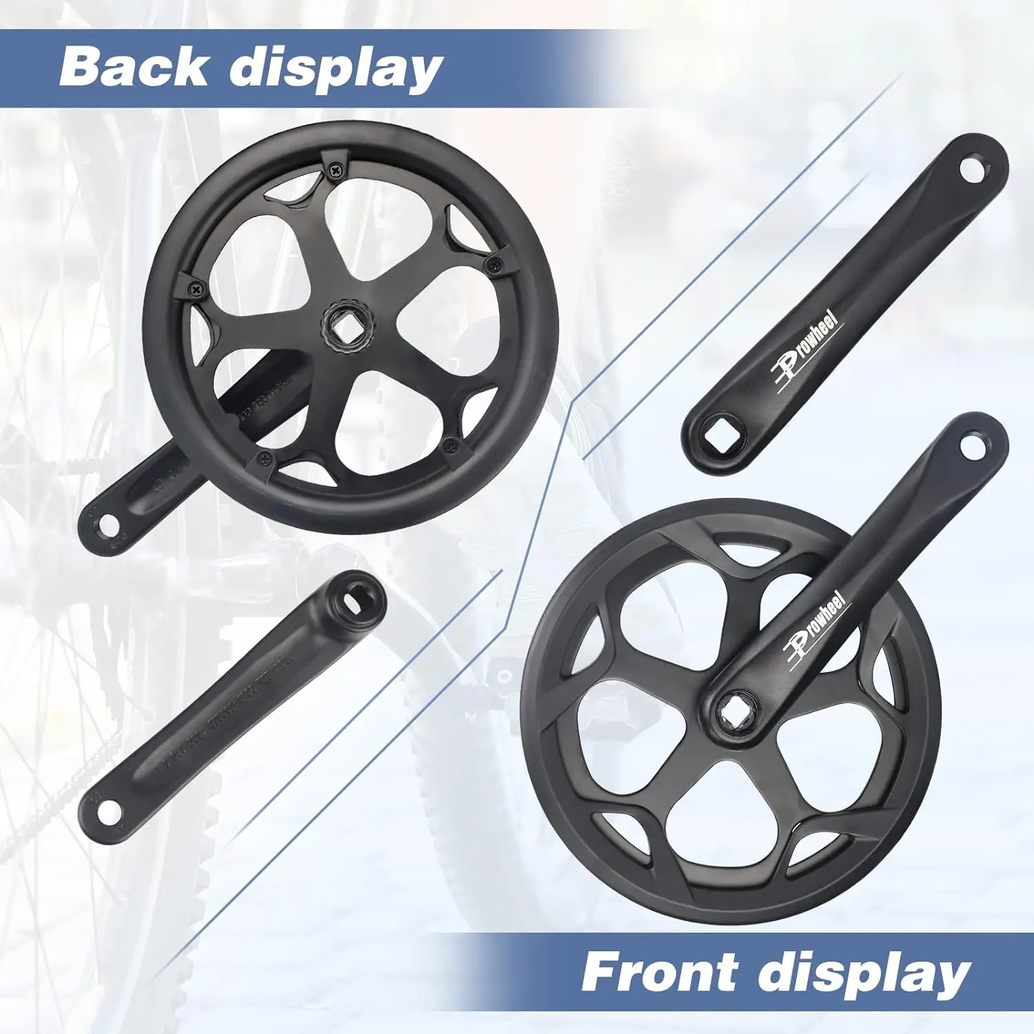 Фото Кривошипная система ZUKKA Prowheel для велосипеда, универсальный квадратный кривошипный комплект 48T/52T - 170 мм, двойная крышка цепи, 170 мм кривошипная рукоятка из алюминиевого сплава №4