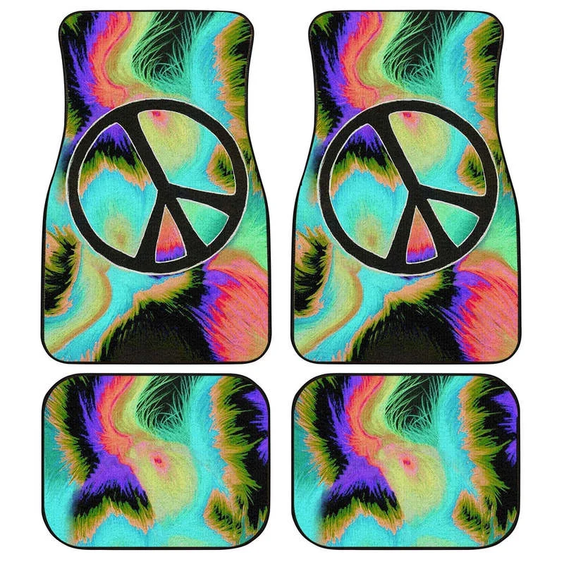 

Peace Car Floor Mats Custom Hippe Peace Car Accessories 4PCs Pack