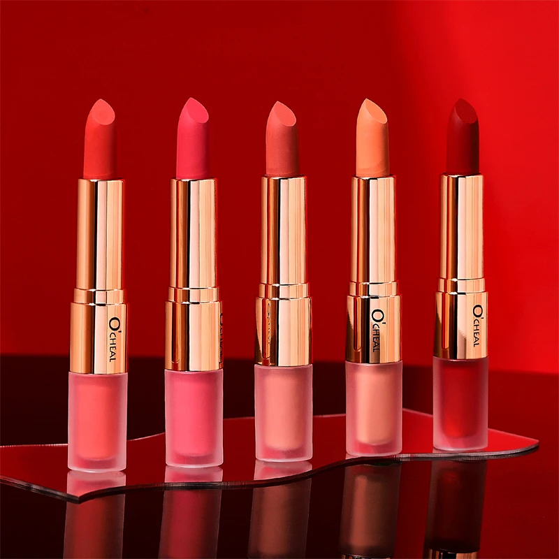 

Velvet Lip Glaze Double-headed Lipstick Matte Gloss Makeup Colorful Moist Lasting Retro Red Nude Foggy Surface Lipstick