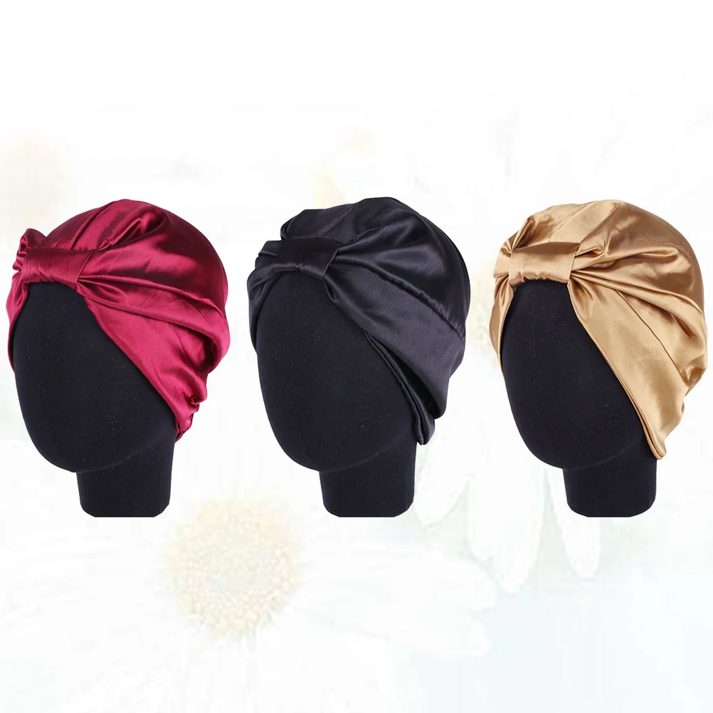 

Cap Sleeping Bonnet Silk Hat Hair Head Women Woman Chemo Scarf Satin Bonnets Chemotheraphy Scrub Night Turban Wrap Female