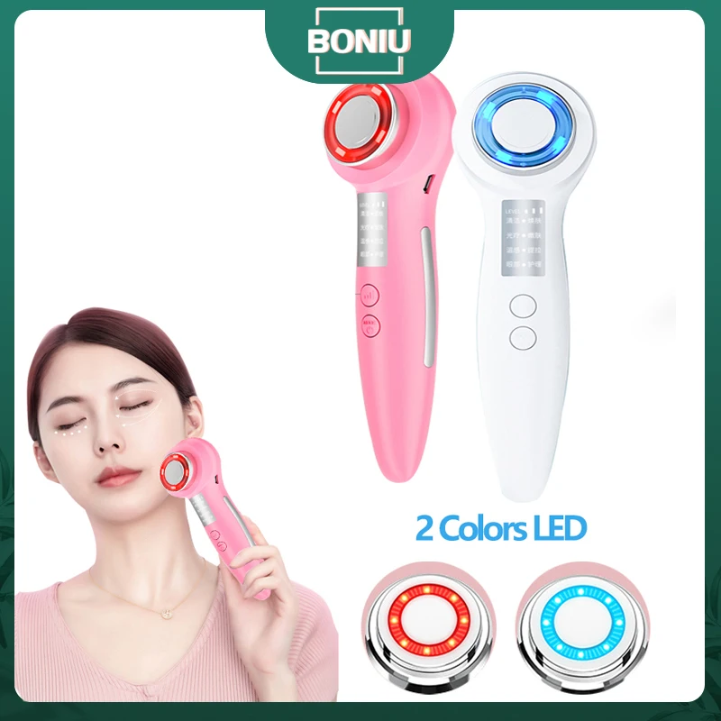 EMS Facial Massager LED 2 Color Light therapy Sonic Vibration Wrinkle Removal Skin Tightening Treatment Skin Care Beauty Device