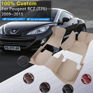 Car Floor Mats For Peugeot RCZ T75 2009~2015 Luxury Leather Mat Rugs Carpets Durable Pad Set Car Accessories Interior Parts 2010
