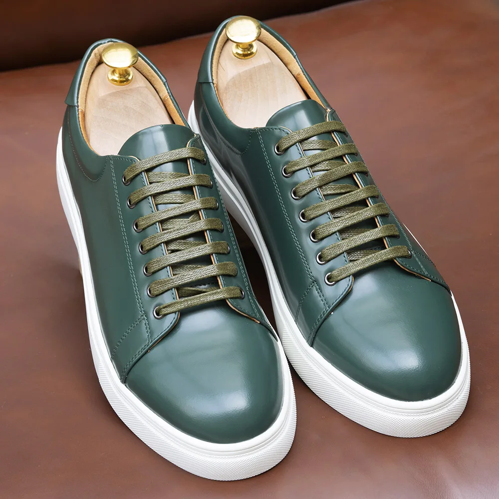 Spring Autumn Man Causal Shoes Real Patent Leather Classic Lace Up Street Shopping Flat Fashion Derby Shoes for Men Sneakers