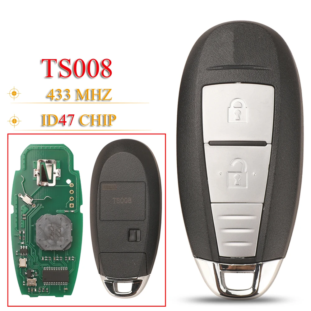 

jingyuqin 2Buttons TS008 Smart Remote Car Key Fob 433MHz ID47 Chip For Suzuki Swift SX4 Vitara 2010-2016