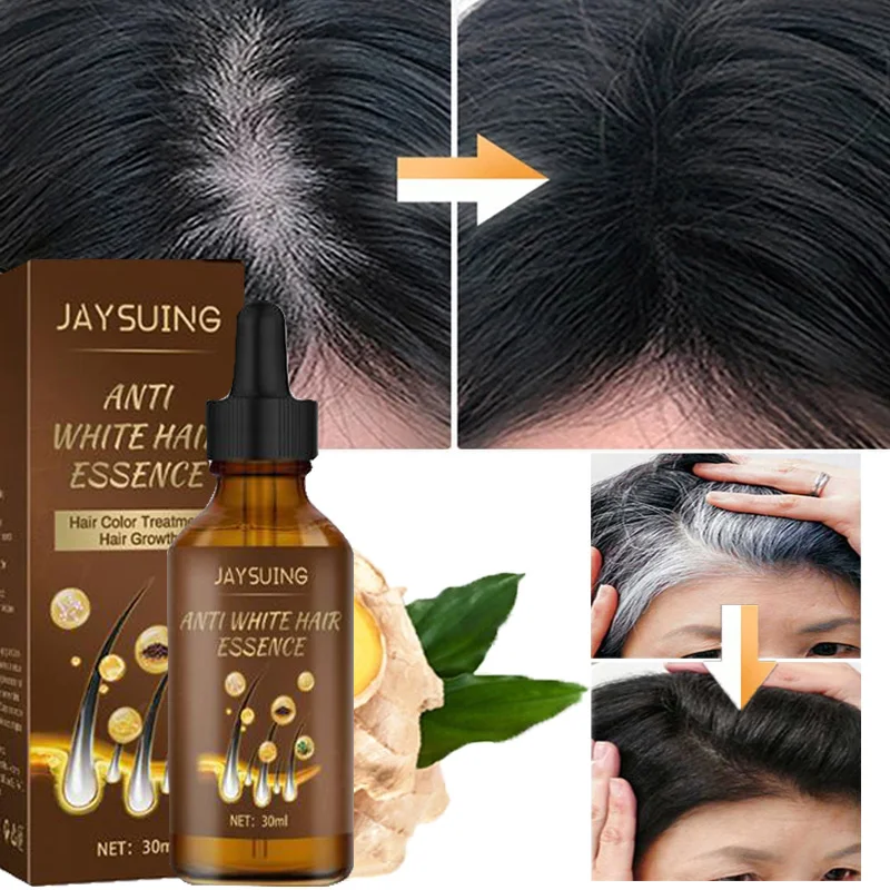 

Jaysuing 30ml Anti-gray Dark Hair Care Essence Serum Scalp Massage Beautiful Growth Liquid Remedy White Gloss Moisturizing