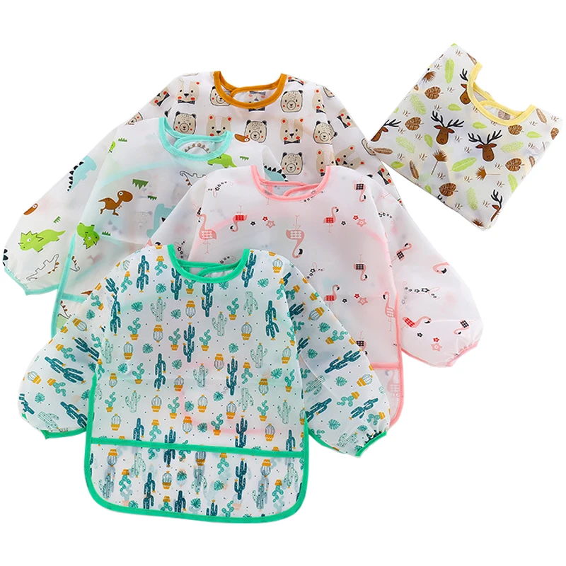 

Cute Baby Bibs Waterproof Long Sleeve Apron Children Feeding Smock Bib Burp Painting Drawing Soft Toddler Clothing Baby Bibs