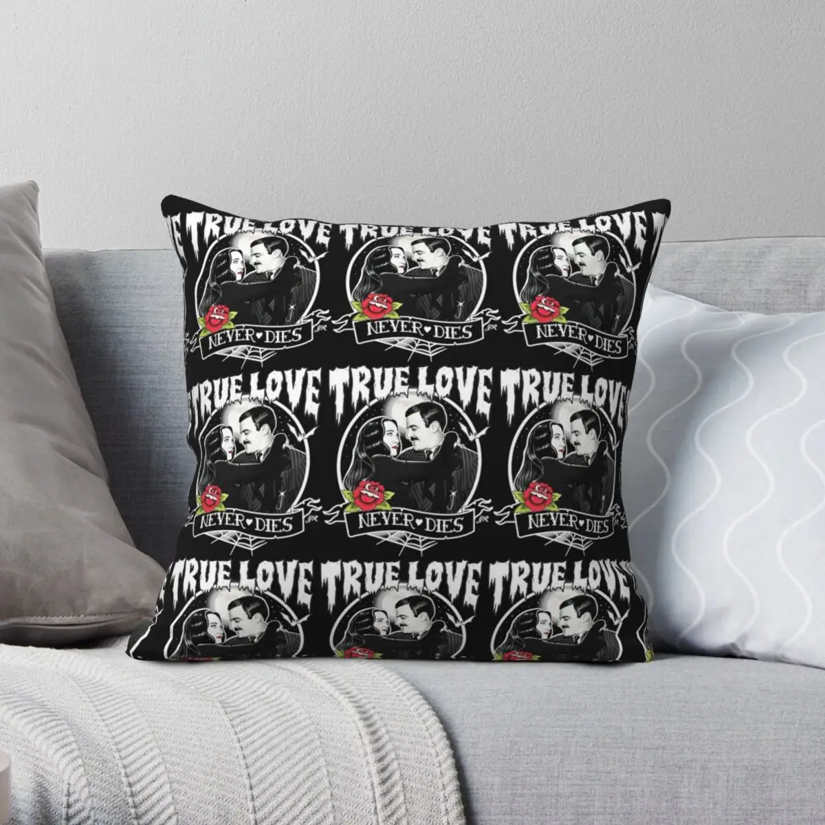

Addams Family Pillowcase Polyester Linen Velvet Pattern Zip Decor Throw Pillow Case Room Cushion Cover