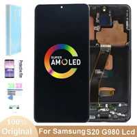 100 original amoled lcd screen for samsung galaxy s20 g980 g980f sm g980fds with frame display touch glass digitizer assembly