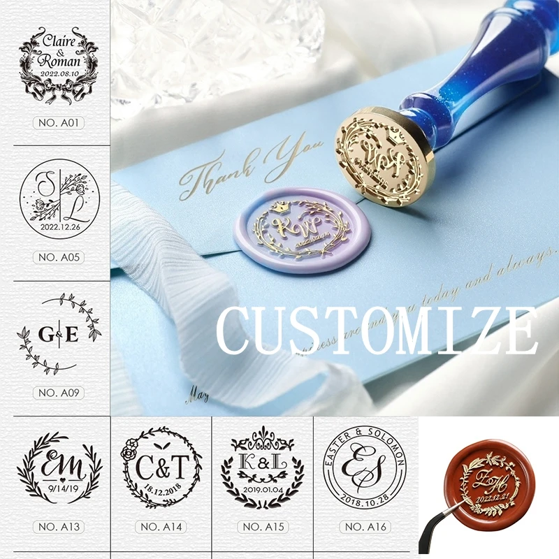 Wedding Theme Template LOGO Customized Stamps Personalized Customization Sealing Wax Stamp Head Wedding Invitation Card Decor
