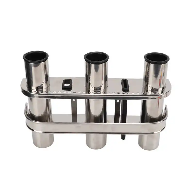 

Triple Rod Holder Fishing Rod Holder Stainless Steel Corrosion Resistant for RV for Truck for Marine Yacht Boat