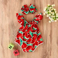 newborn rompers infant cute baby clothes childrens watermelon printing one piece khaki clothes baby onesie