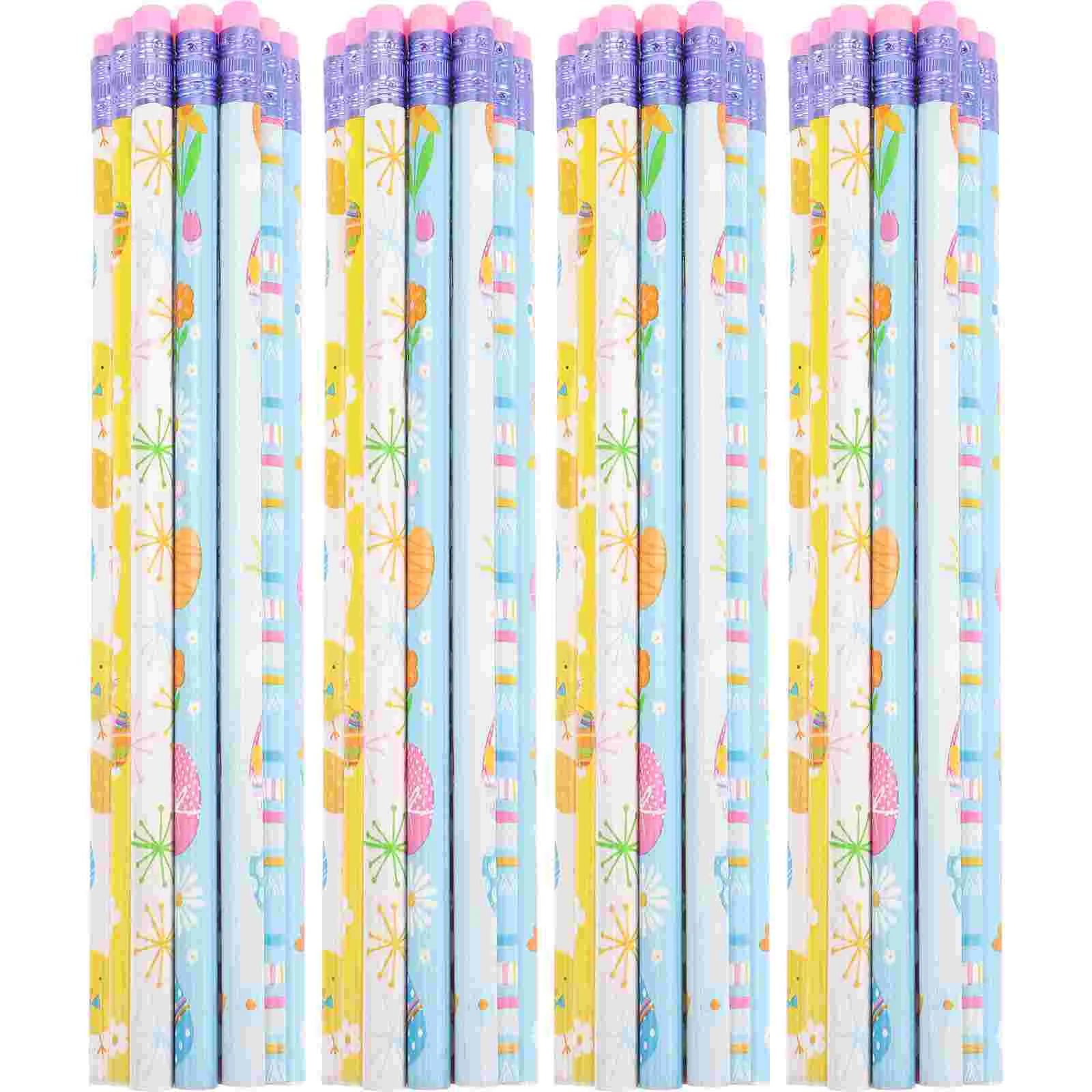 

50 Pcs Easter Bulk Pencils Students Stationery Eraser Kids Party Favors Wooden Easter Party Supplies Pupils