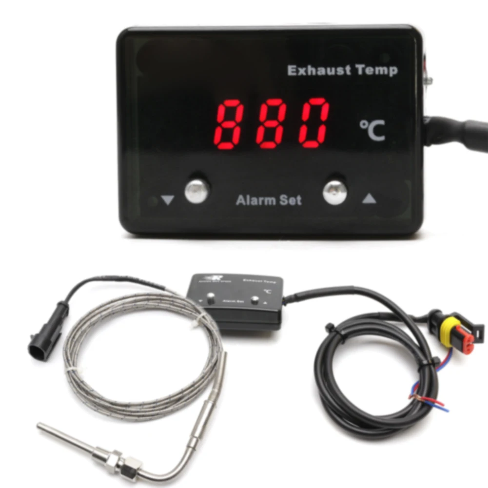 

Universal Accessories LED Digital Display Motorcycles Mini Exhaust Temp Gauge With Sensor Metal Gas Parts Car Modified Pyrometer
