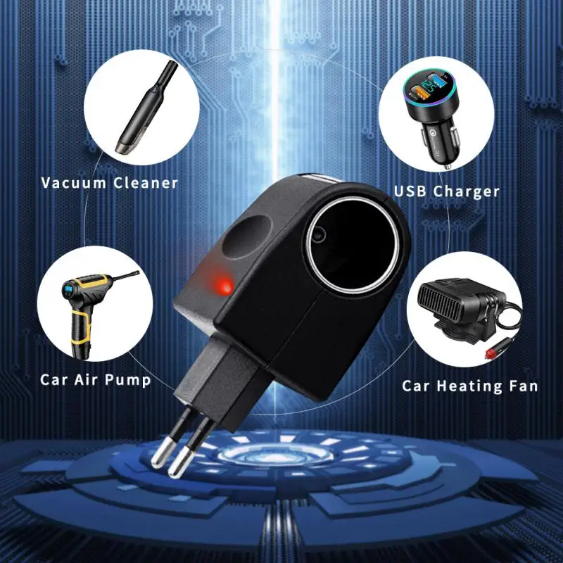 

New 220V AC To 12V DC Car Cigarette Lighter Wall Power Socket Plug Adapter Converter For Car Cigarette Lighter Port Power Conver