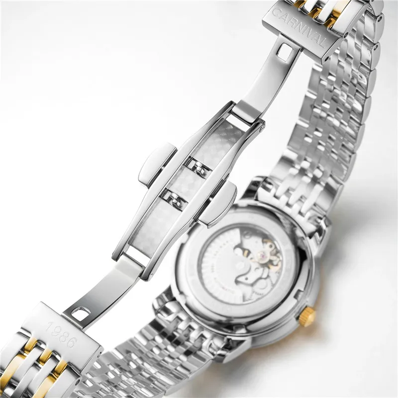 CARNIVAL Brand Luxury Mechanical Watch for Women Ladies Fashion Sapphire Calendar Automatic Wristwatches Waterproof Montre Femme enlarge