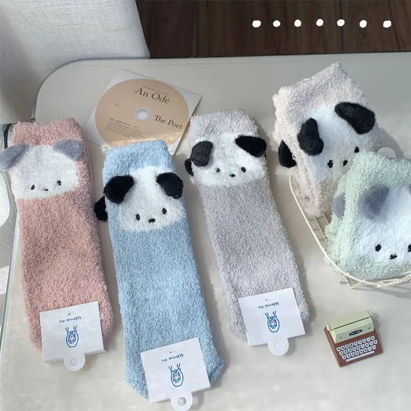 

Cute Sanrio Pochacco Plush Socks Children's Mid Tube Winter Warm Plush Socks Japanese Cartoon Soft Girl Home Cute Socks