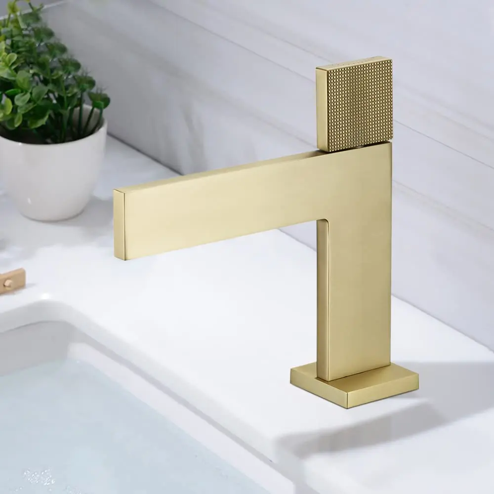 

Brushed Gold/Black Bathroom Vessel Sink Faucet Solid Brass Lavatory Vanity Hot And Cold Water Mixer Faucet Deck Mounted