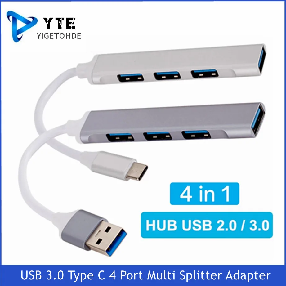 

USB-концентратор YIGETOHDE, 3,0 дюйма, Type-C, 4 порта