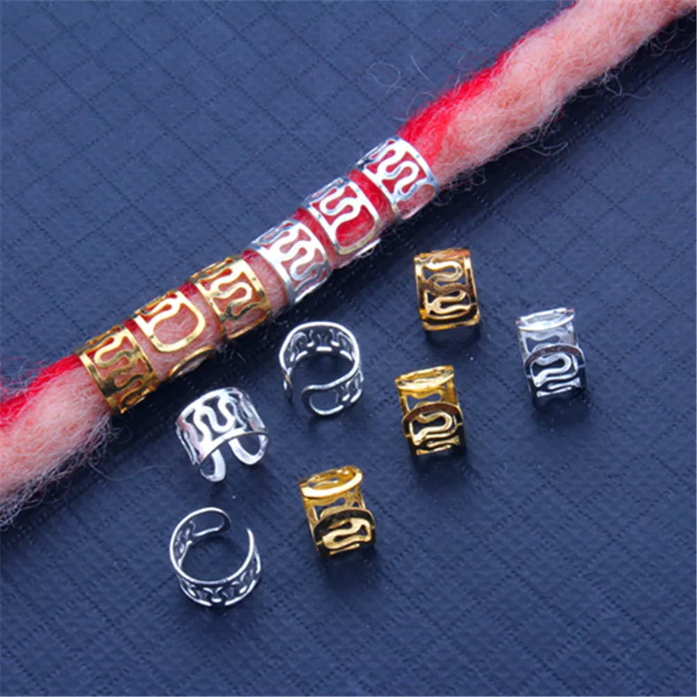 

50pcs Metal Hair Rings Dreadlocks Beads Cuffs Tubes Charms Hollow Out Dreads Hair Braids Jewelry Hair Braiding Decor Accessories