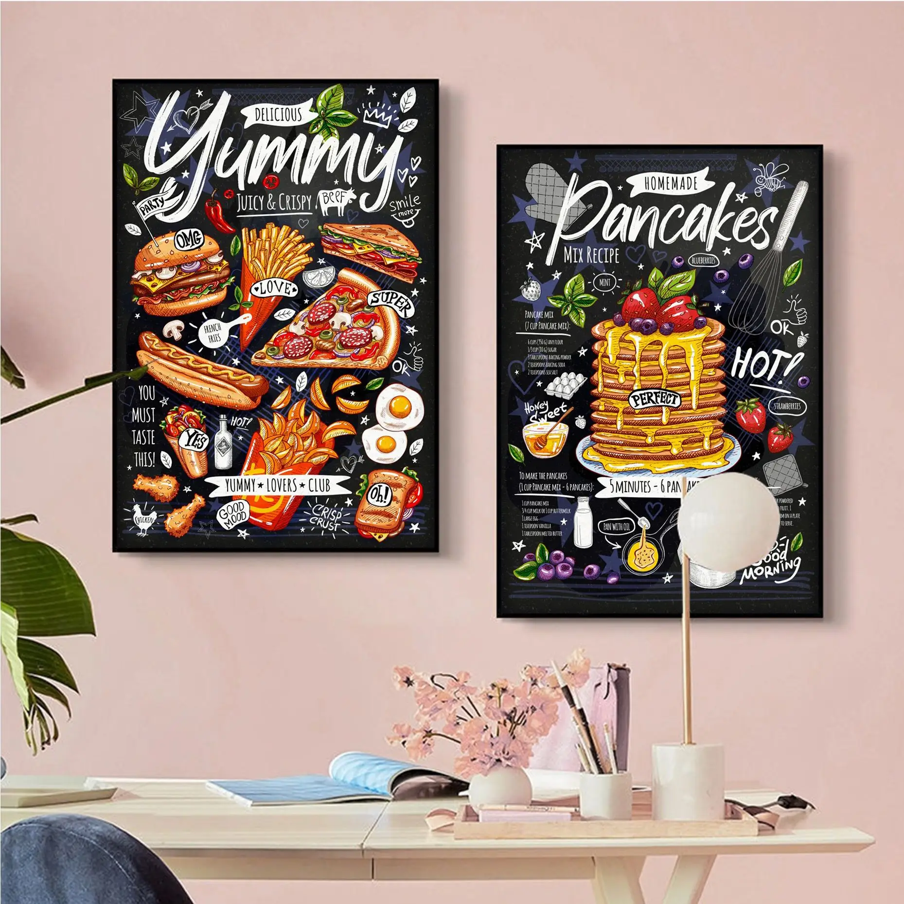 

Fries Burger Pizza Design Movie Sticky Posters Waterproof Paper Sticker Coffee House Bar Vintage Decorative Painting
