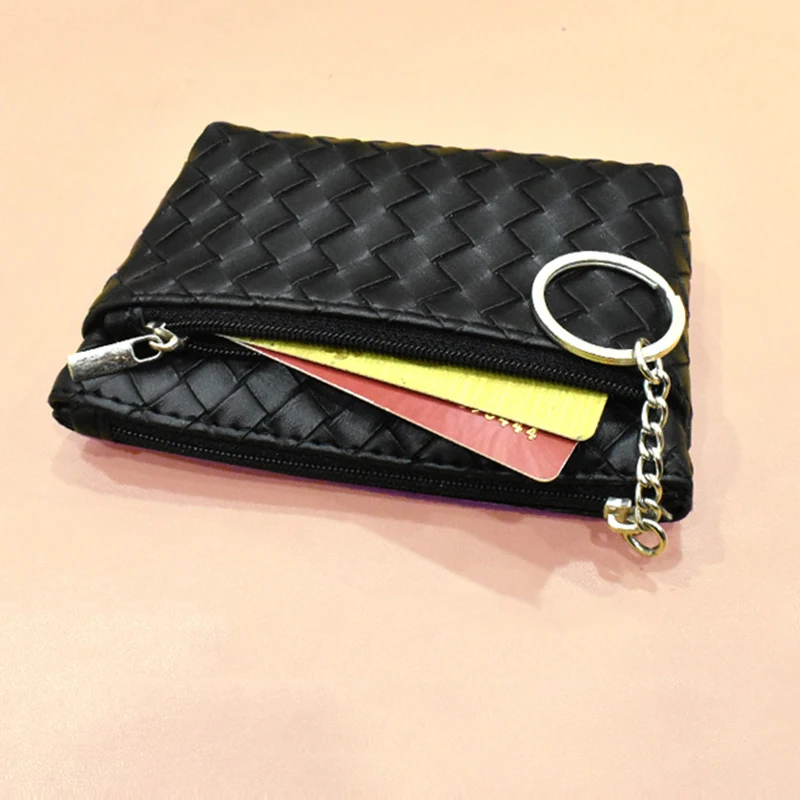 Woven Pattern Coin Wallet Zipper Coin Purse Key Bags Change Purse Earphone Organizer Card Bags Simple Small Carteras Para Mujer