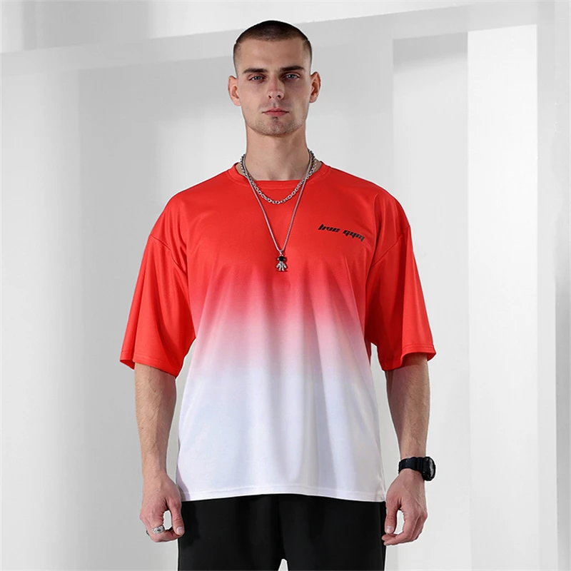 

Men's 2022 summer men's t-shirt Europe the United States plus size round neck short-sleeved men's ice silk quick-drying t-shirt