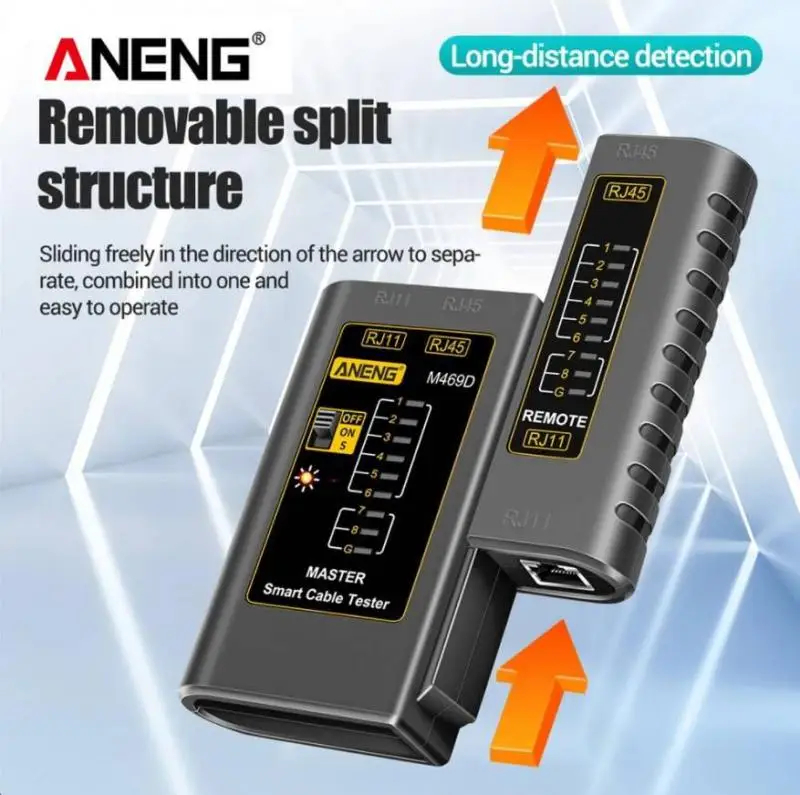 

ANENG Tester M469D RJ45 Cable Lan Tester Network Cable Tester RJ45 RJ11 RJ12 CAT5 UTP LAN Cable Tester Tool Network Repair