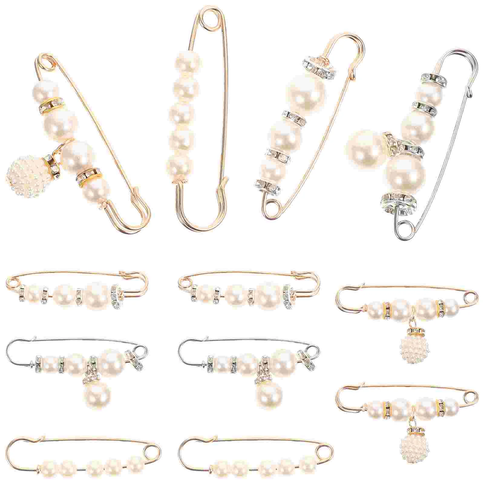 

Pearl Safety Brooch Clip Faux Waist Cardiganclothes Pin Clips Collar Dress Shirts Women White Brooches Neckline Rhinestoneshawl