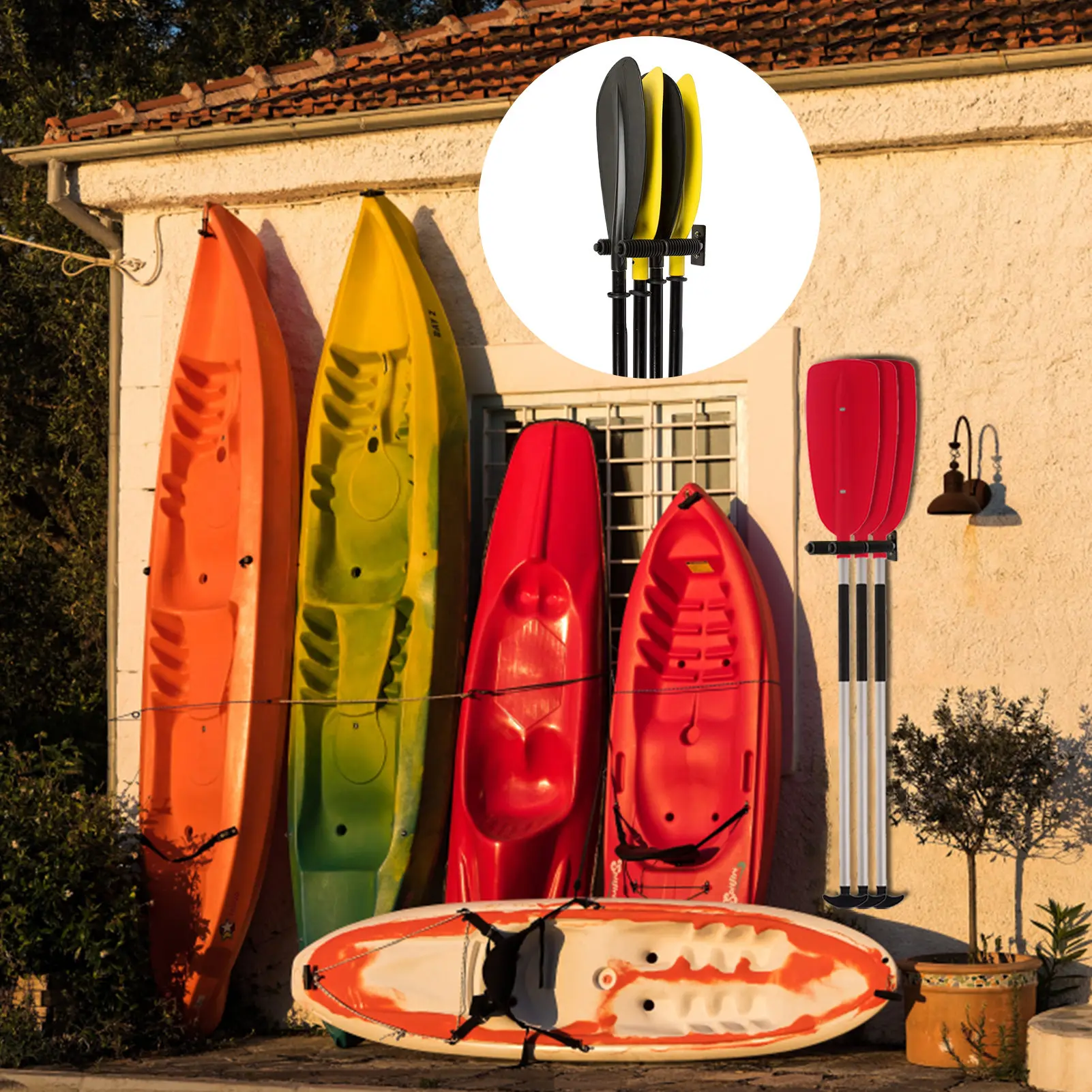 

Kayak Paddle Wall-mount Holder Black Marine Kayak Paddle Storage RackMetal Kayak Paddle Holder For Canoe SUP Paddle Or Kayak