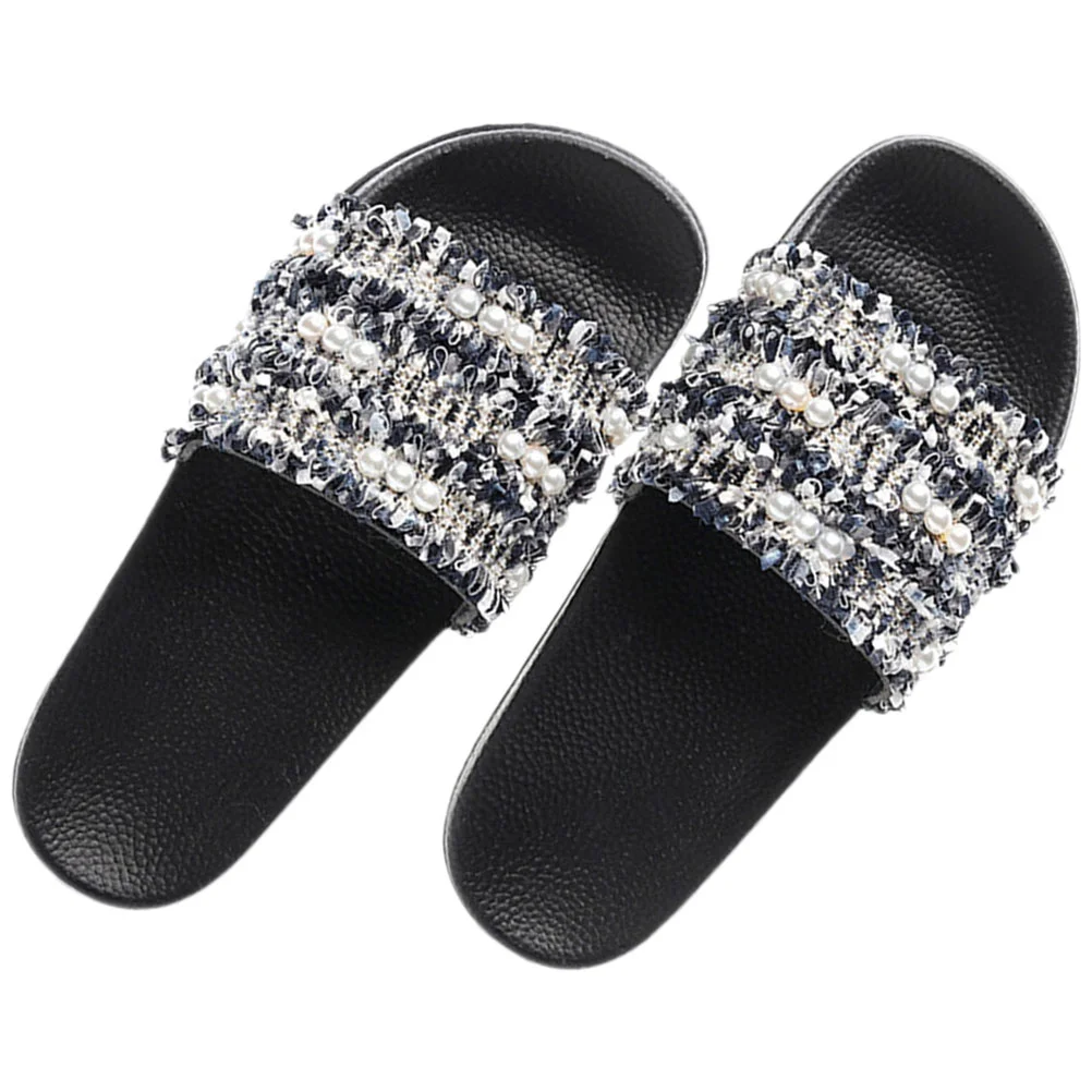 3 Pairs  Women Pearl Sandals Braided Pearl Flat Sandals Summer Flat Sandals Slippers