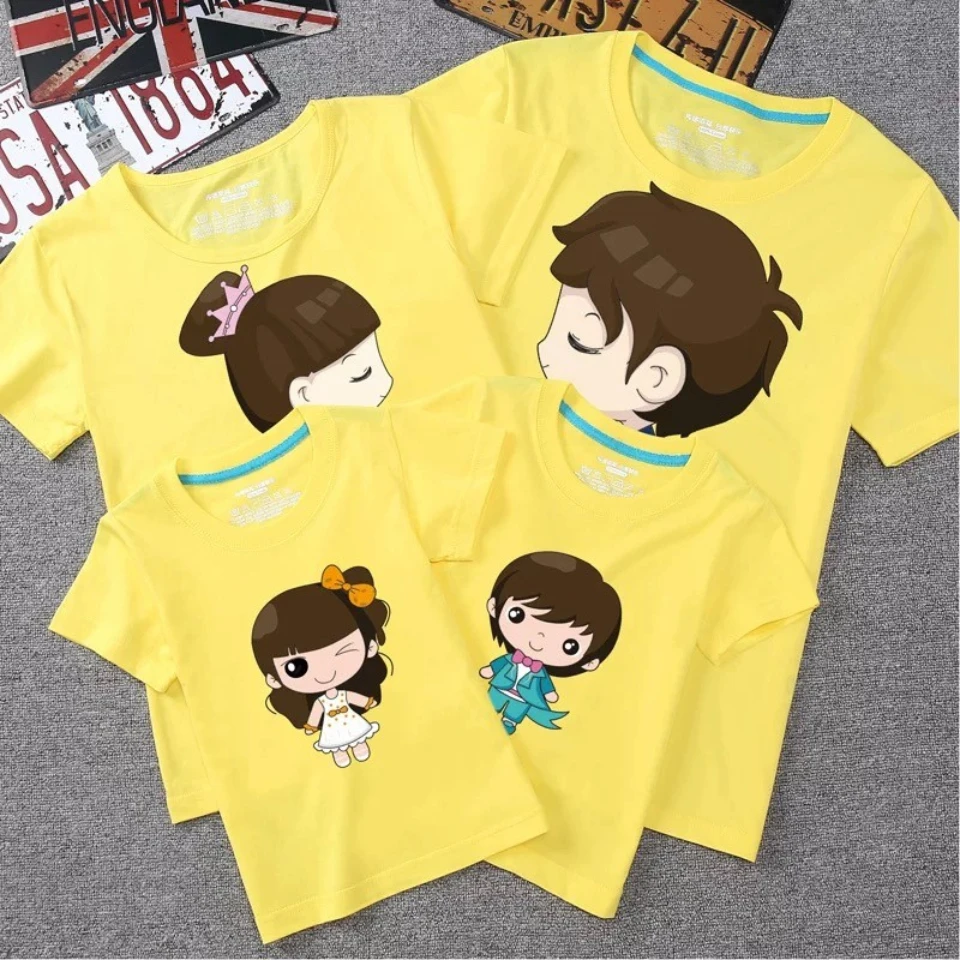 

1Piece 2022 Summer Kid Parent Short Sleeve T-shirt Outfit Baby Girl Boy Cotton Tops Matching Father Mother Daughter Son Clothes