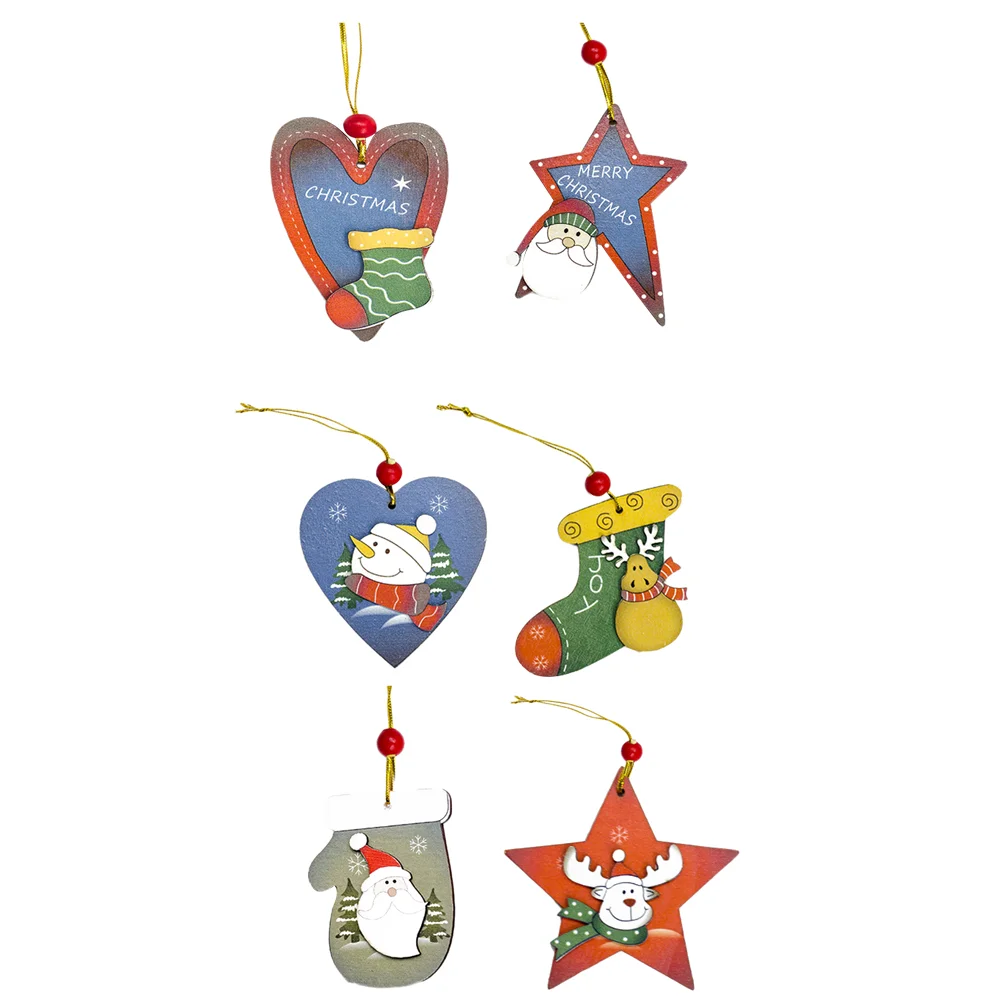 

6PCS Christmas Hanging Pendant Colorful Cutout Christmas Tree Hanging Ornament