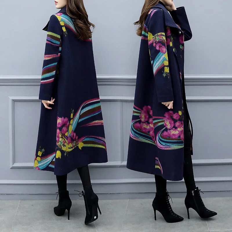 

Womensloose New Outerwear Female Autumn Winter FIeece Coats Korean Version Flower Color Wool Overcoat large size 5XL
