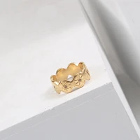 pvd gold finish dainty zirconia band ring for women stainless steel rings