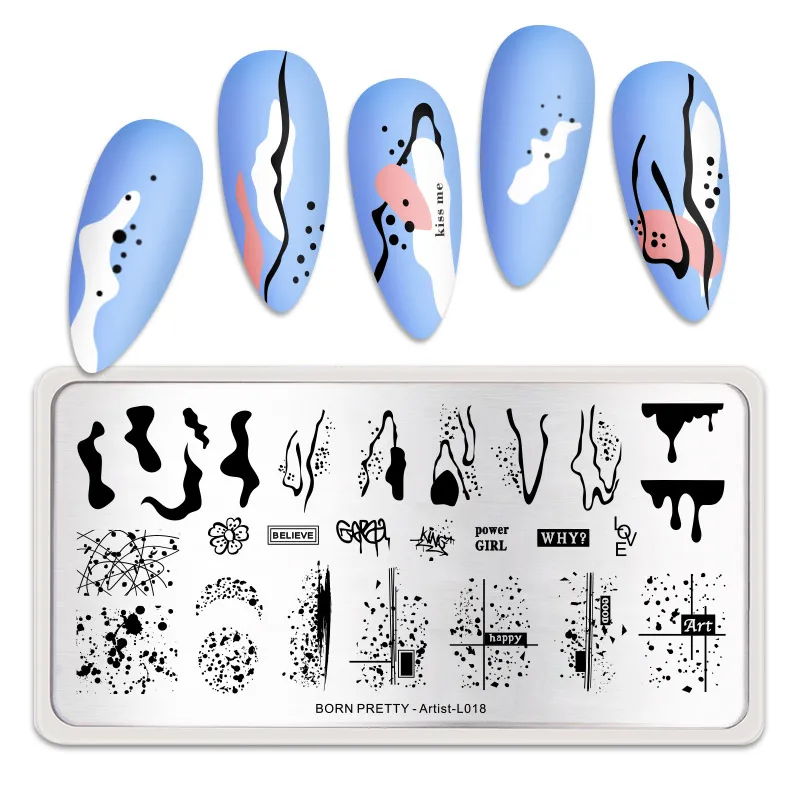 Пластины для стемпинга ногтей BORN PRETTY с изображением бабочек абстрактный женский