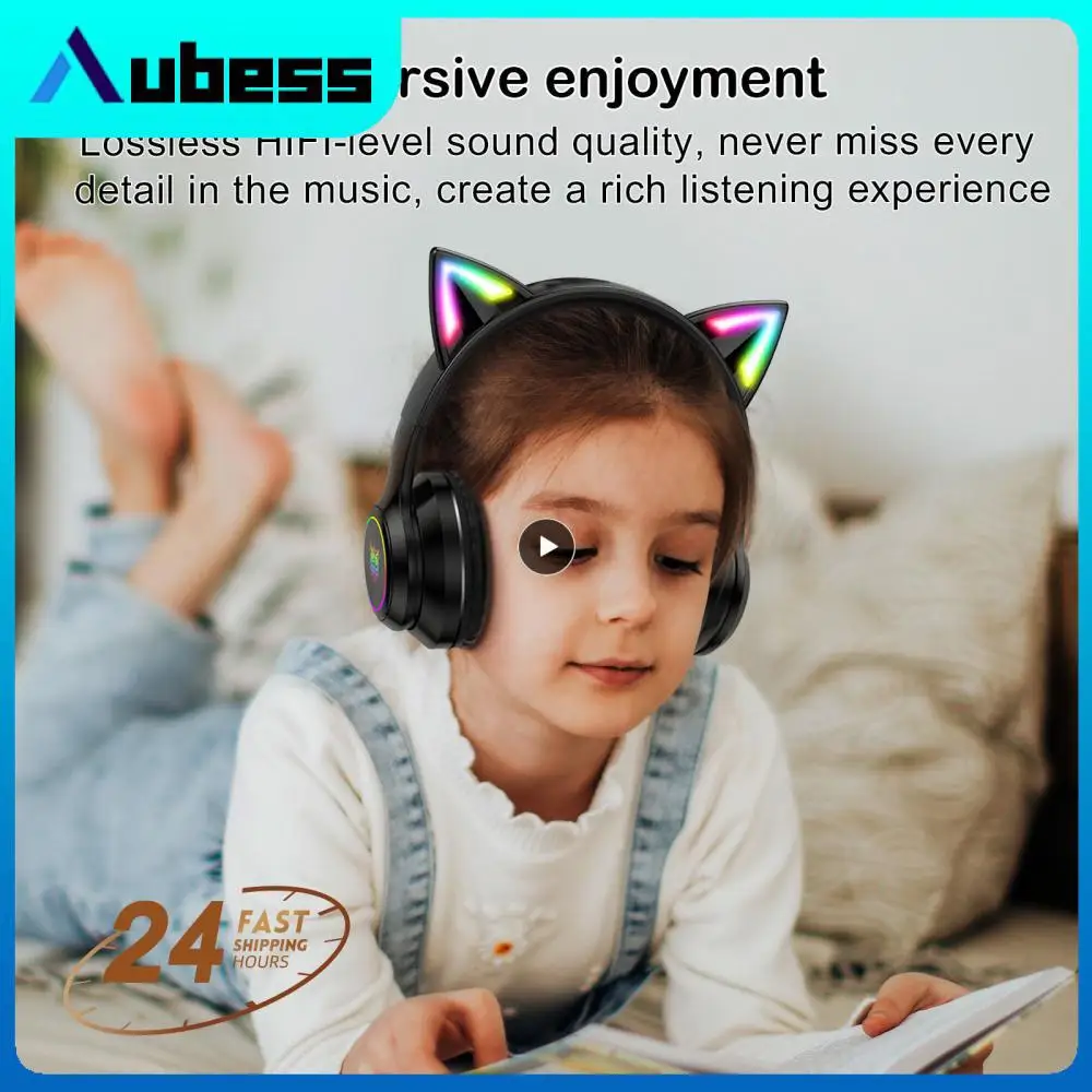 

1/2/3 шт. B90 bluetooth-совместимая гарнитура 5,0, игровая гарнитура с RGB кошачьими ушками, складные дизайнерские беспроводные наушники, гарнитура для игр на ПК