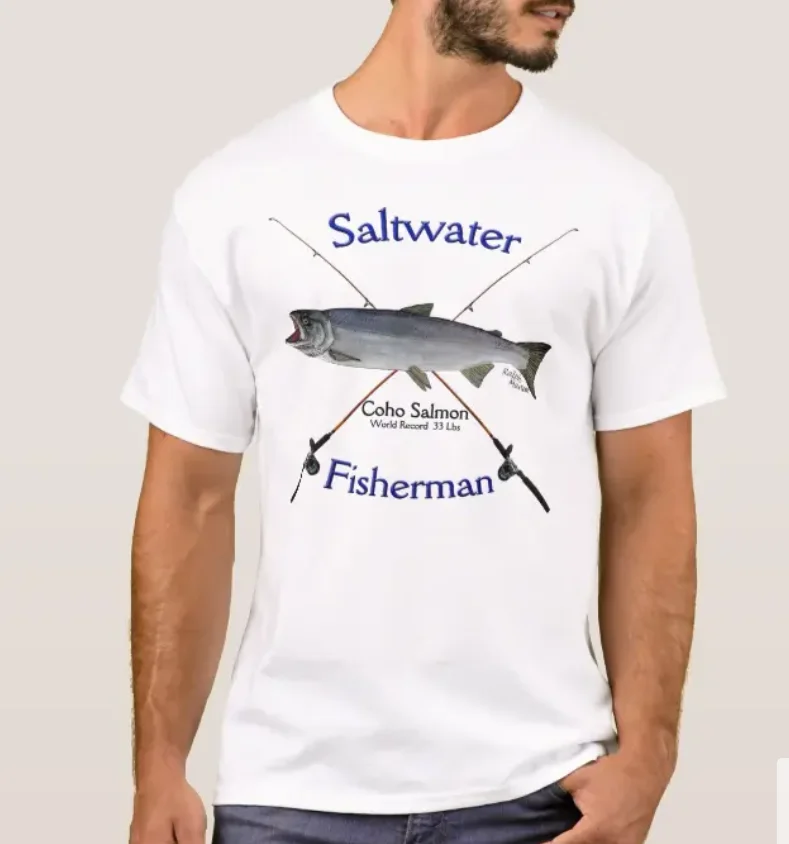 

Coho Salmon Saltwater Fishing Fisherman Angler Gift T-Shirt. Summer Cotton Short Sleeve O-Neck Mens T Shirt New S-3XL